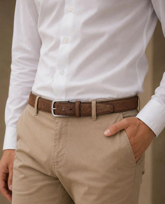 Riem suède leer bruin