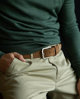 Riem suède leer cognac