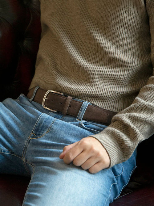 Riem suède leer bruin