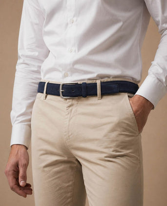 Riem suède leer donkerblauw