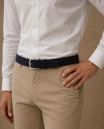Riem suède leer donkerblauw