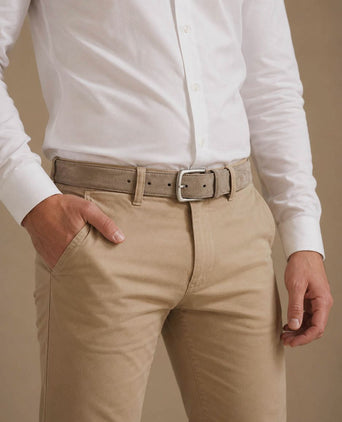 Riem suède leer taupe