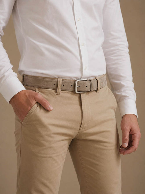 Riem suède leer taupe