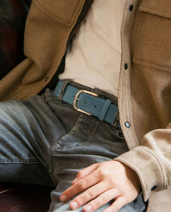 Riem suède leer blauw