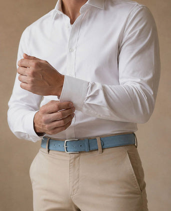 Riem suède leer blauw