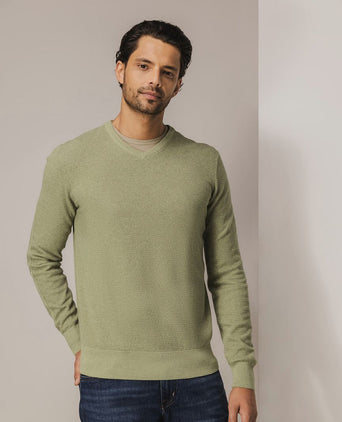 State of Art trui structure v-neck groen | Regular-fit