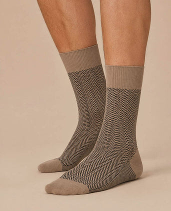 Airport herringstripe sok beige