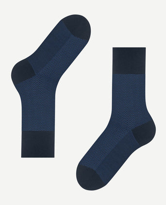 Falke airport herringstripe sok donkerblauw