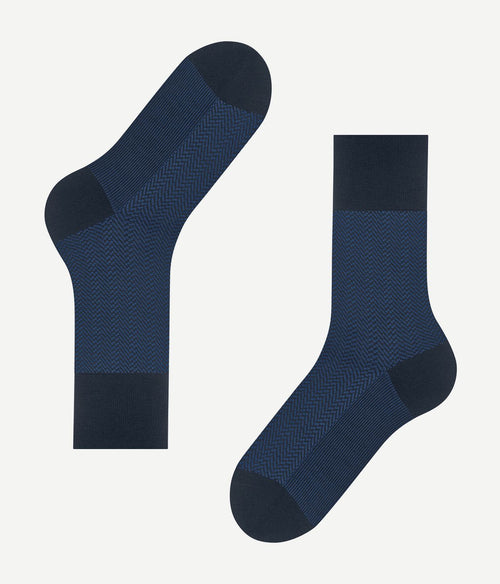 Falke airport herringstripe sok donkerblauw