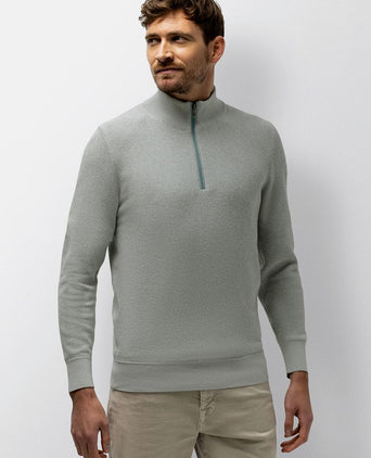 halve rits trui melange lichtgroen