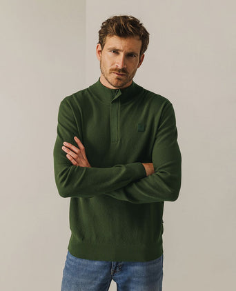 halve rits trui structuur donkergroen