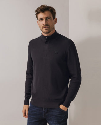 State of Art halve rits trui structuur antraciet | Regular-fit