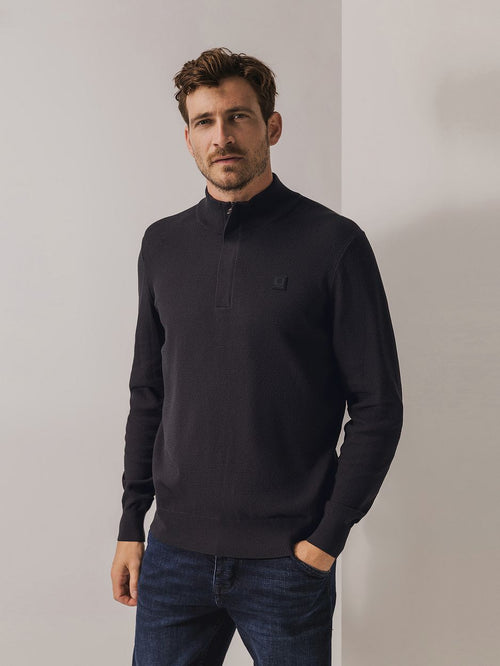 State of Art halve rits trui structuur antraciet | Regular-fit