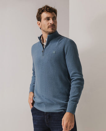 State of Art halve rits trui blauw | Regular-fit