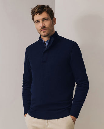 State of Art halve rits trui wool blend donkerblauw | Regular-fit
