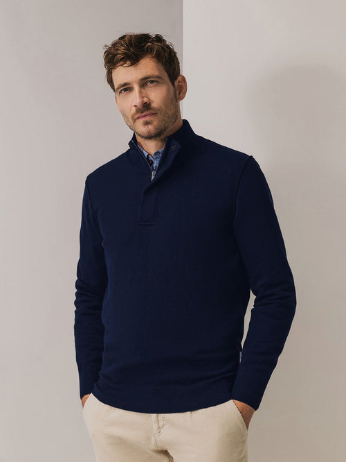 State of Art halve rits trui wool blend donkerblauw | Regular-fit
