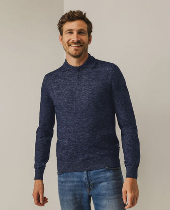 State of Art trui polokraag melange donkerblauw | Regular-fit