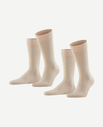 Happy sokken 2 paar beige melange