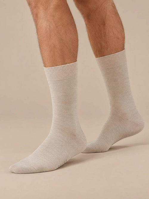 Happy sokken 2 paar beige melange