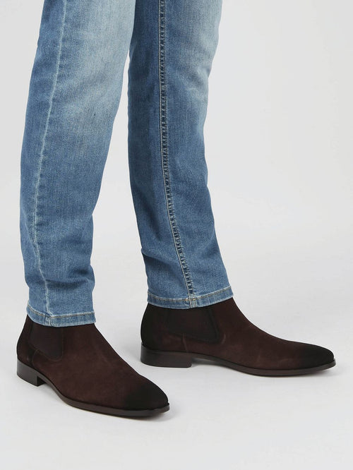 Chelsea boot suede donkerbruin