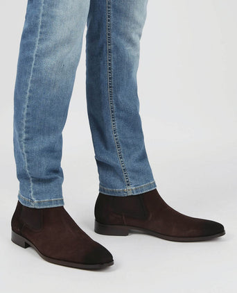 Chelsea boot suede donkerbruin