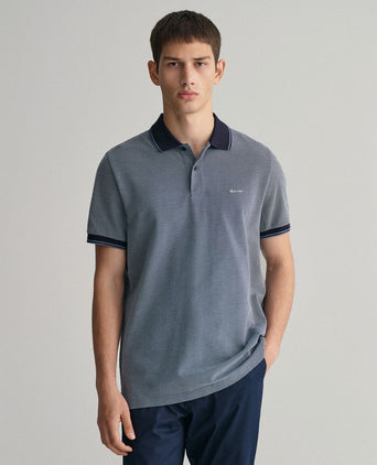 Shield Oxford piqué poloshirt donkerblauw