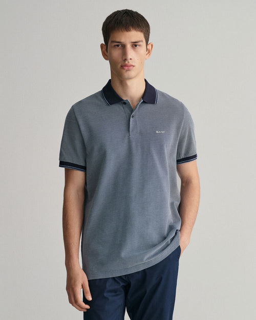 Shield Oxford piqué poloshirt donkerblauw