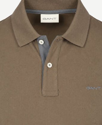 Contrast piqué poloshirt faded taupe