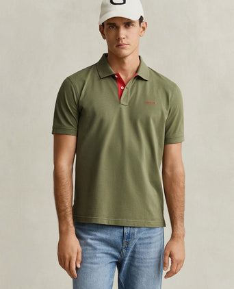 Contrast piqué poloshirt herb groen