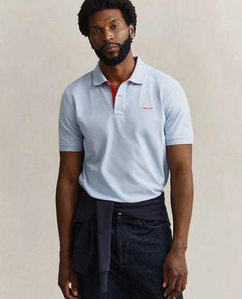 Contrast piqué poloshirt fresh blauw