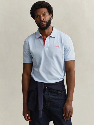 Contrast piqué poloshirt fresh blauw Contrast piqué poloshirt fresh blauw