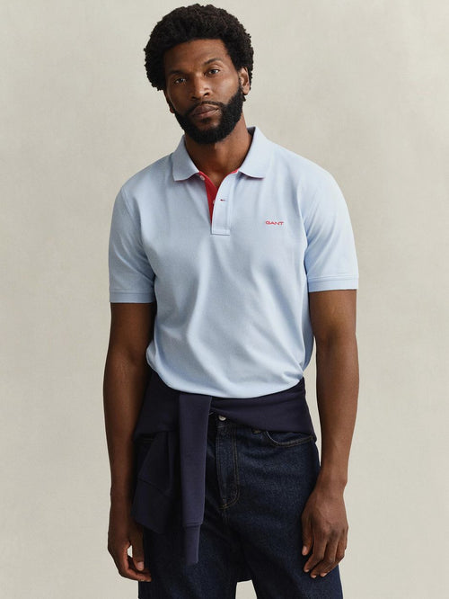 Contrast piqué poloshirt fresh blauw
