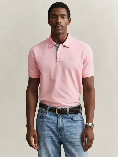 Contrast piqué poloshirt bubbelgum roze