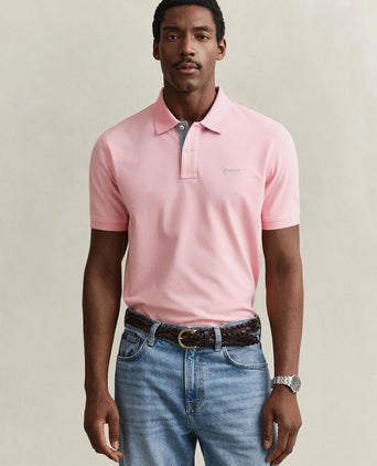 Contrast piqué poloshirt bubbelgum roze
