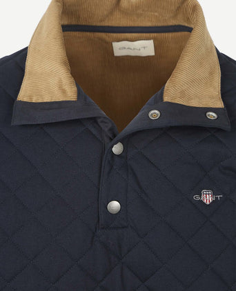 Quilted mocker pullover donkerblauw