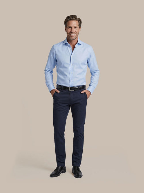Non iron overhemd blauw
