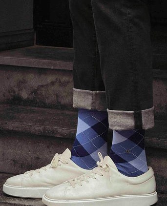 Manchester sok ruit blauw 6550