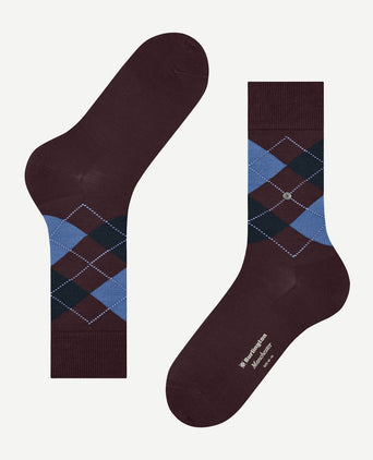 Burlington Manchester sok ruit bordeaux 8696