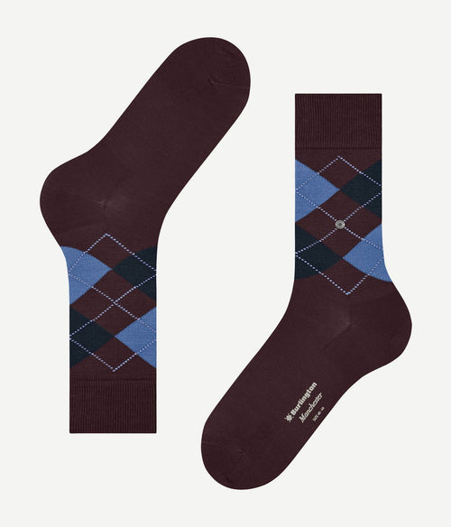 Burlington Manchester sok ruit bordeaux 8696