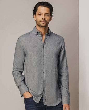 State of Art knitted Oxford overhemd grijs | Regular-fit