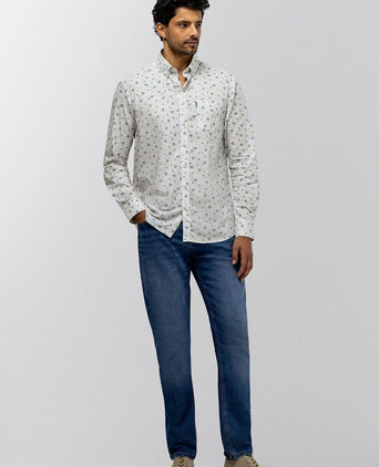 Overhemd flower print wit