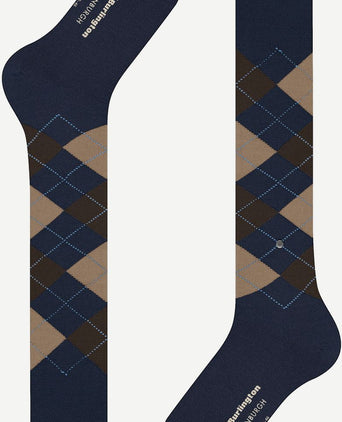 Burlington Edinburgh kniekousen wol donkerblauw
