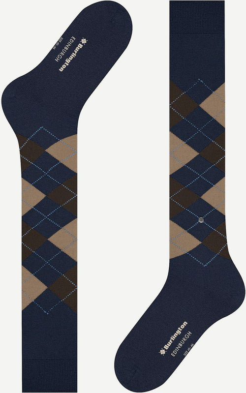 Burlington Edinburgh kniekousen wol donkerblauw