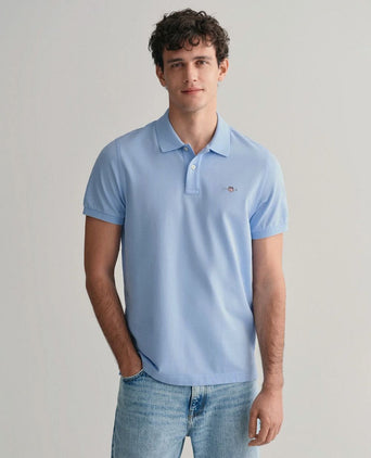 Shield piqué poloshirt lichtblauw