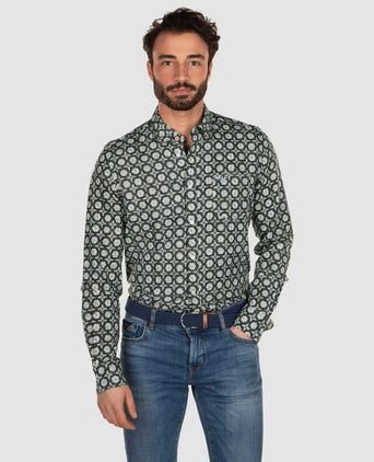 Overhemd huntly groen multicolour blauw