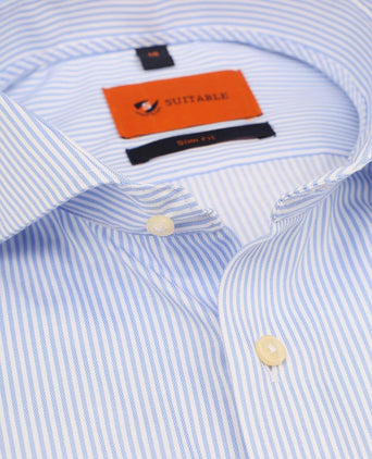 Suitable overhemd lichtblauw streep | Slim-fit