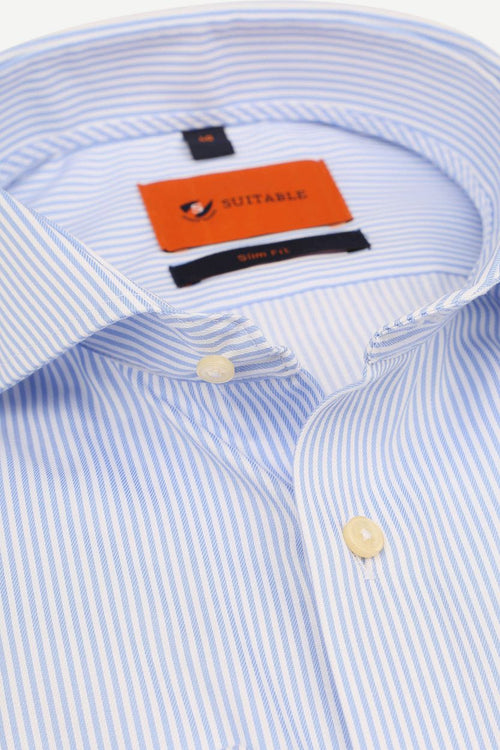 Suitable overhemd lichtblauw streep | Slim-fit
