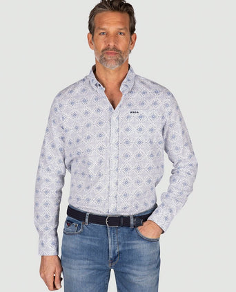 Overhemd karson linnen blend blauw