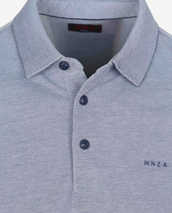 NZA longsleeve polo hamton piqué blauw | Regular-fit