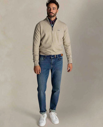 NZA halve rits trui christopher melange warm beige | Regular-fit